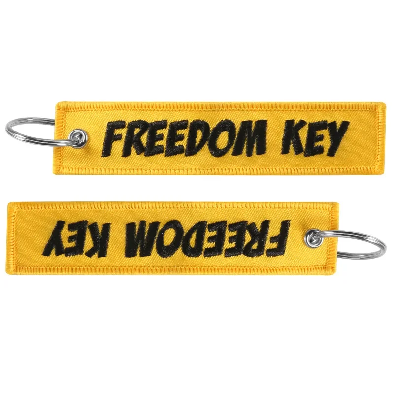 1PC Freedom Key Chains for Cars Yellow Embroidery Key Ring Chain for Aviation Gifts Fashion Motorcycle Keychain Jewelry