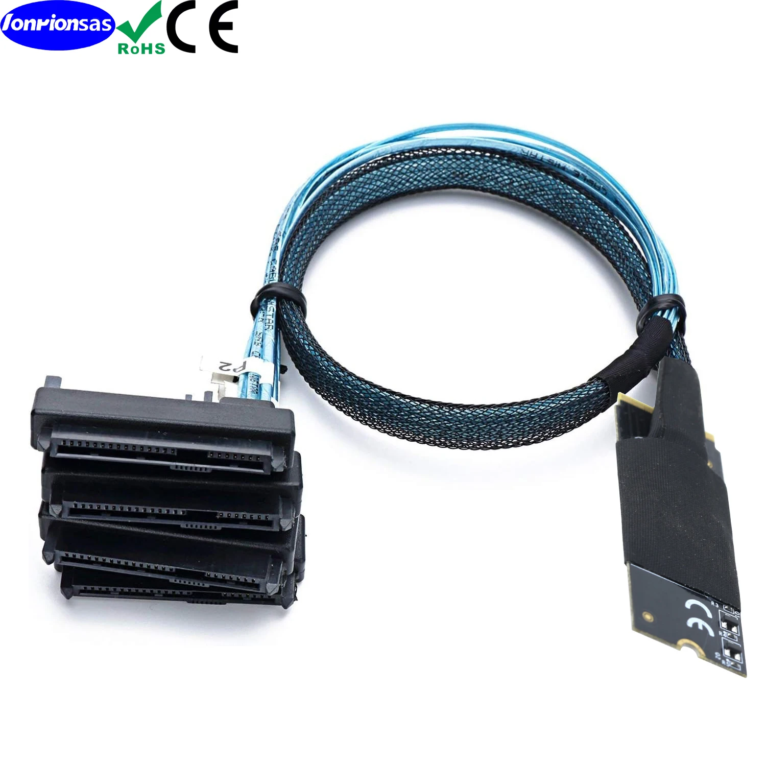 M.2 SFF-8643 to 4X SAS SFF-8482 2 in 1 NVME PCIe SSD Adapter & Cable for Mainboard Intel SSD 750 p3600 p3700