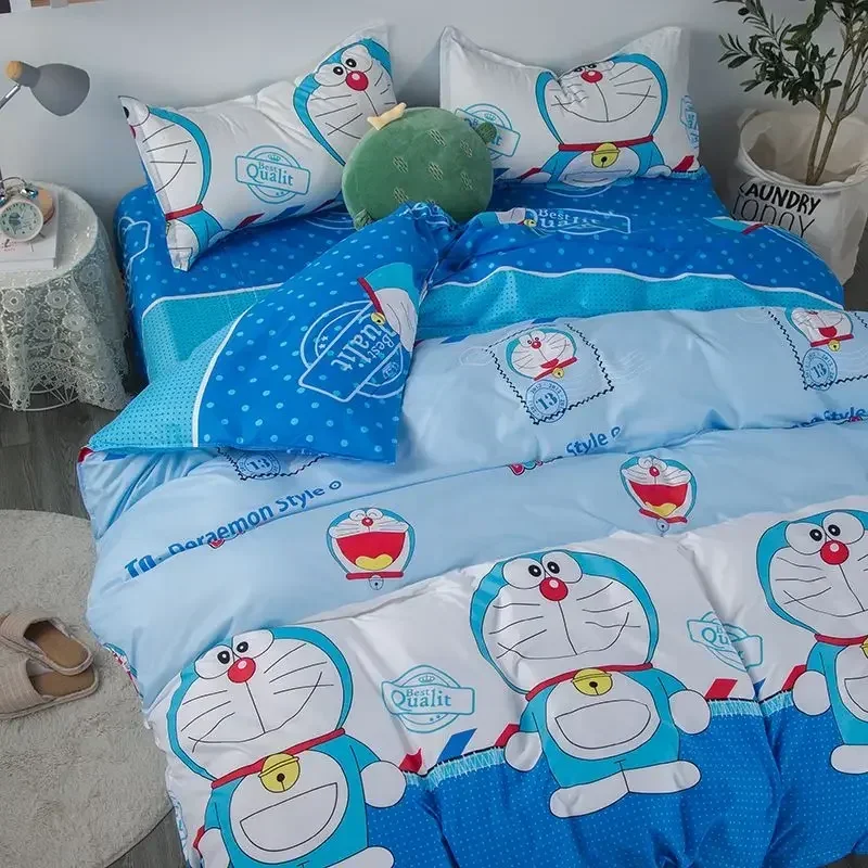 Doraemon Bedding Set Duvet Cover Pillowcase cartoon cute Students Sheets boy girl cartoon dormitory bedsheet bedding bag quilt