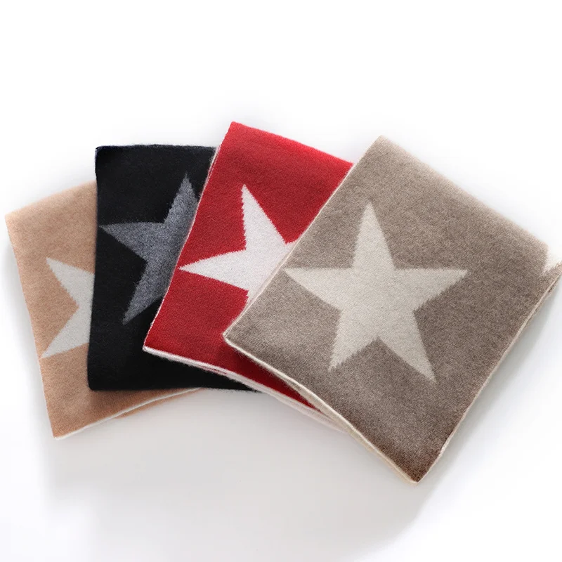 

High Quality Class A 100% Pure Cashmere Scarf Women Winter Luxury Warm Star Embroidered Wrap Shawl Fashion Elegant Neck Scarf"
