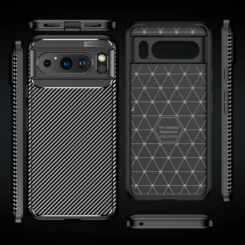 

funda For Google Pixel 8 Pro Case Shockproof TPU Carbon Fiber Pattern Camera Protection Cover for Google Pixel 8 ケース