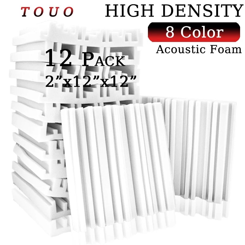 

TOUO Polyurethane Acoustic Foam 12pcs Broadband Soundproof Foams Studio Sound Insulation Acoustic Treatment Home Decoration