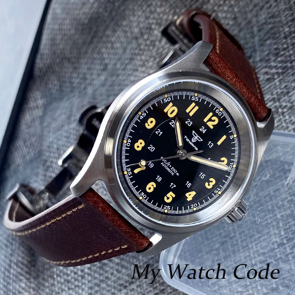 36MM Pilot Men Watch Military NH35A Vintage 200m Waterproof Mechanical Watch for Lady Lume Sport Clock Relogio Masculin