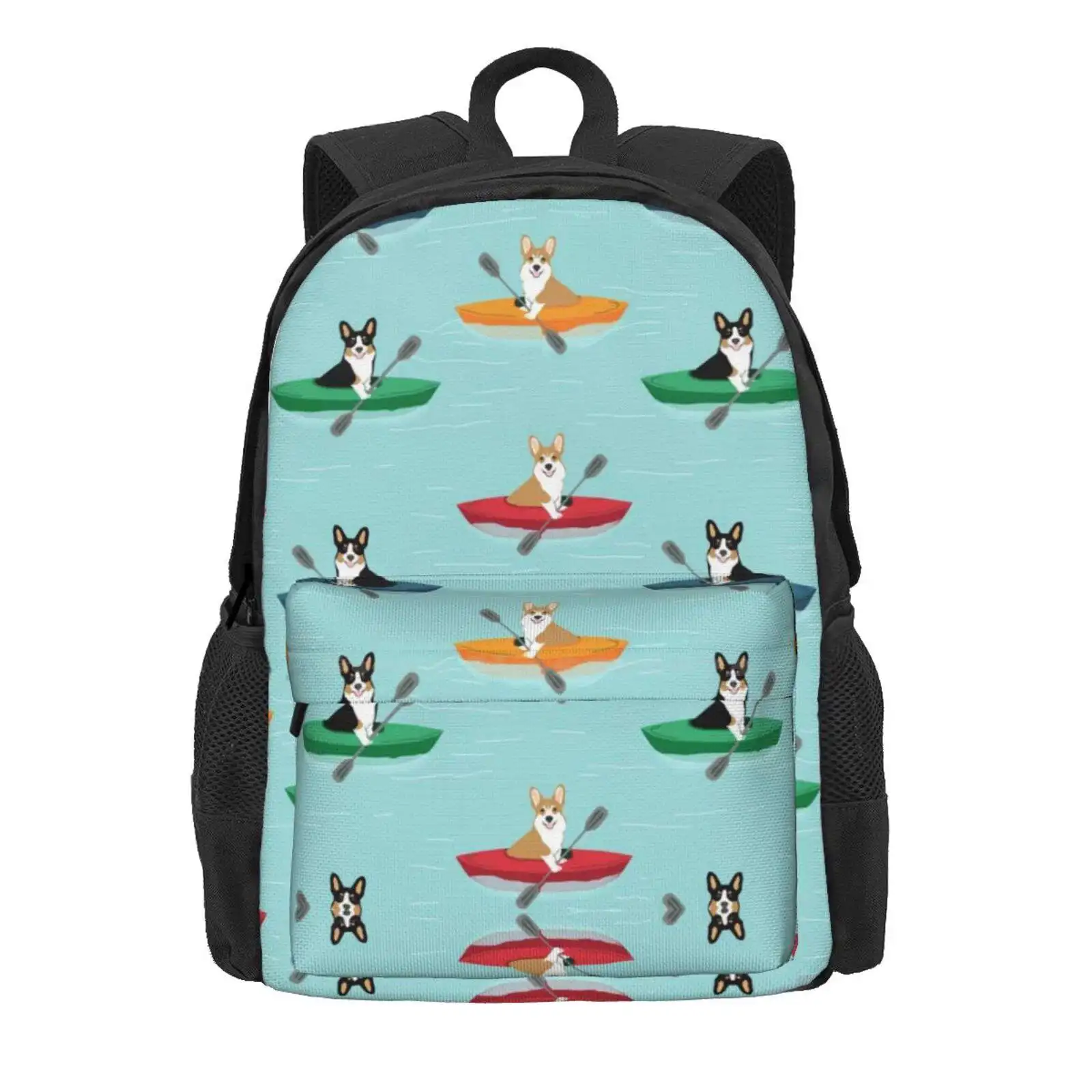 Corgi Welsh Corgi Kayak Canoe Dog Gifts Dog Breeds By Pet Friendly Hot Sale Schoolbag Backpack Fashion Bags Welsh Corgi Kayak