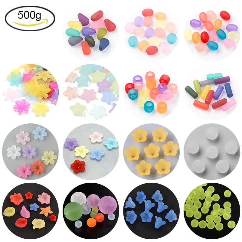 500g Transparent Acrylic Beads Frosted Column Mixed Color 13x5mm Hole: 1.5mm about 1940PCS s/500g