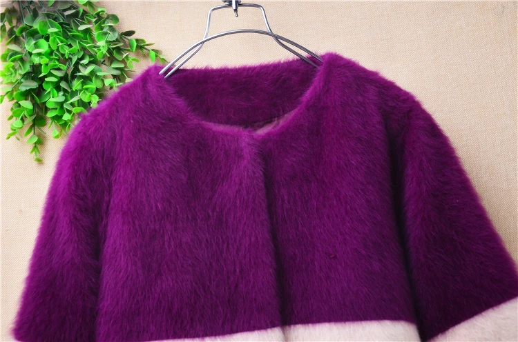 04 Mulheres femininas Outono Inverno Vestuário Colorido Peludo Mink Cashmere De Malha Curto Estilo Cropped Magro Cardigans Jacket Sweater Coat