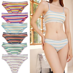 Plus Size Letter Belt Ventilation Cotton Panties for Women Sexy Underwear Colorful Striped Girl Intimates Lingerie Ladies Briefs