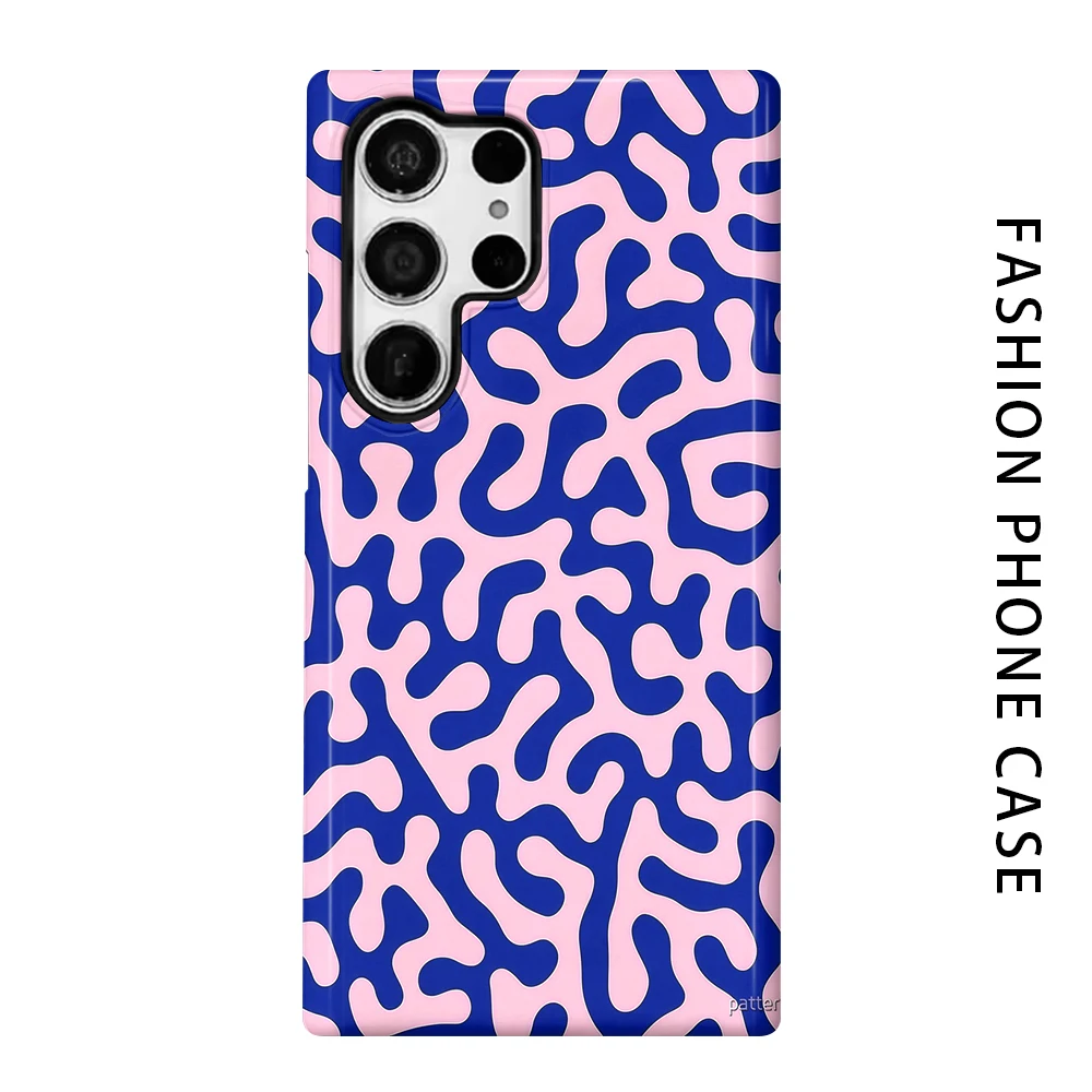 Blue Pink Phone Case for For Samsung Galaxy S26 S25 S24 S23 S20 FE A56 A36 Ultra Glossy HD Hard Cover Film Shell