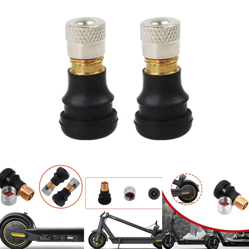 Acessórios 1/2/5X para Xiaomi M365: Válvula de Pneu Sem Câmara de Borracha com Haste de Cobre para Patinete Elétrico, Válvula de Roda, Válvula de Gás, Válvulas a Vácuo