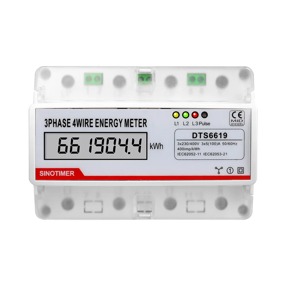 Electronic Watt Power Energy Meter Digtial Counter AC 380V 3 Phase 4 Wire 100A Multifunction LCD Display Wattmeter kWh Meter 