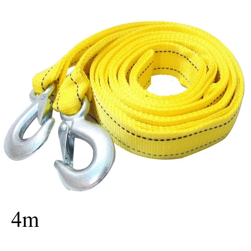 4M 5Ton Car Tow Cable Towing Pull Rope Strap with Hooks Portable Self-driving Tourism Heavy Rescue Rope Double Thickening Layer