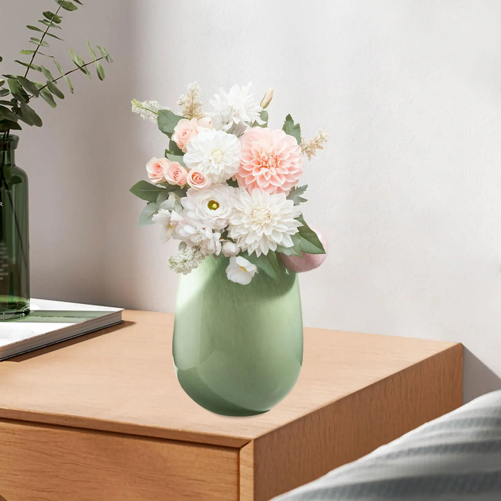 Glass Flower Vase Dried Flower Arrangement Home Furnishing Tabletop Ornament for Dining Room Fireplace Mantel Bookshelf Decor