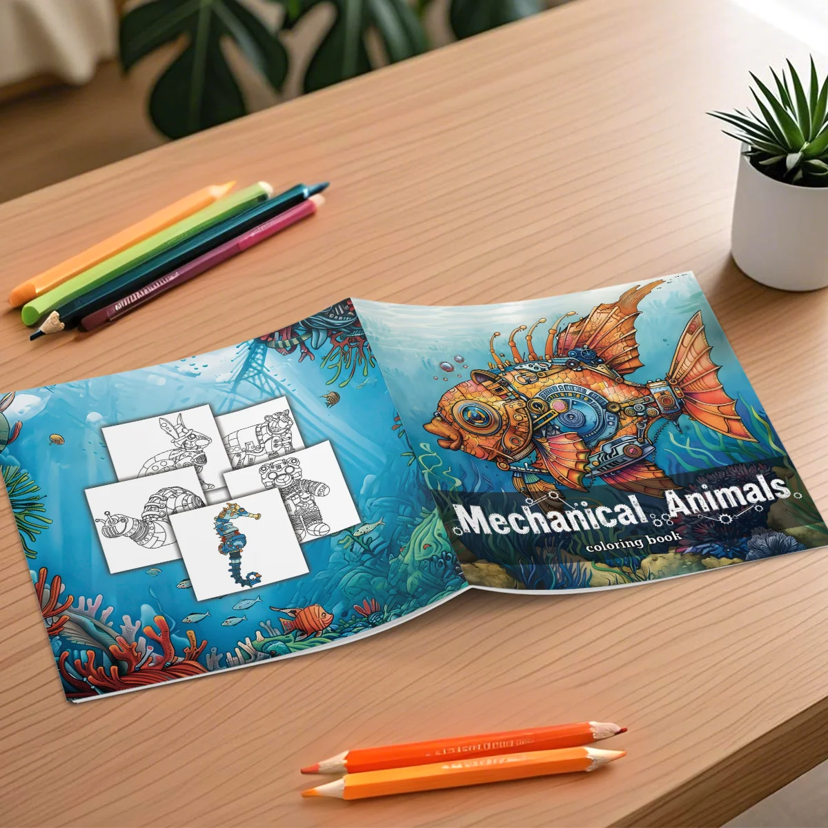 Mechanical Animals Coloring Book For Adults And Teens Featuring 24 Page Relieve Stress Kill Time Graffiti Painting Drawing Books