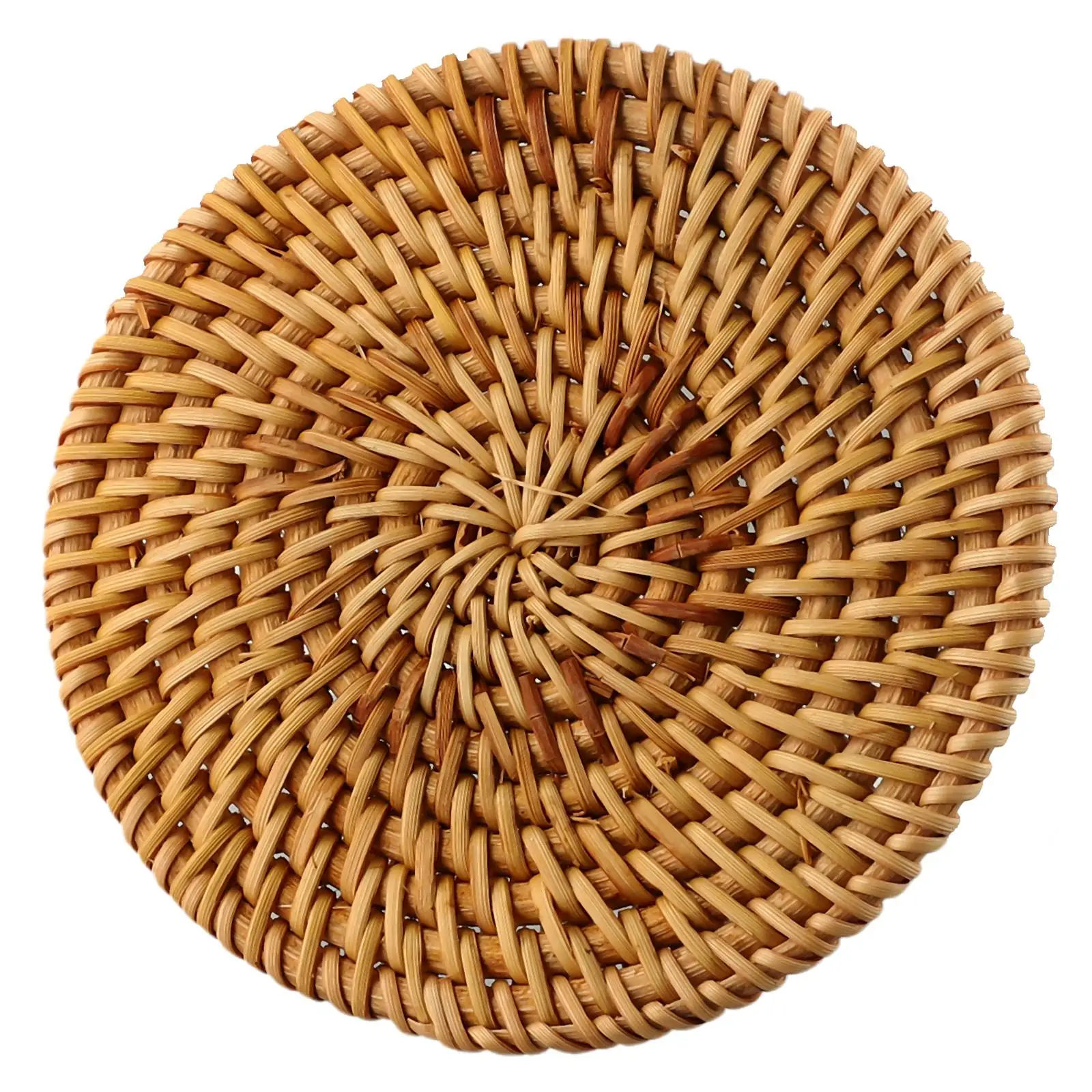 Cup Mat Round Natural Rattan Hot Pad Hand Woven Hot Insulation Placemats Table Padding Kitchen Tableware Decoration