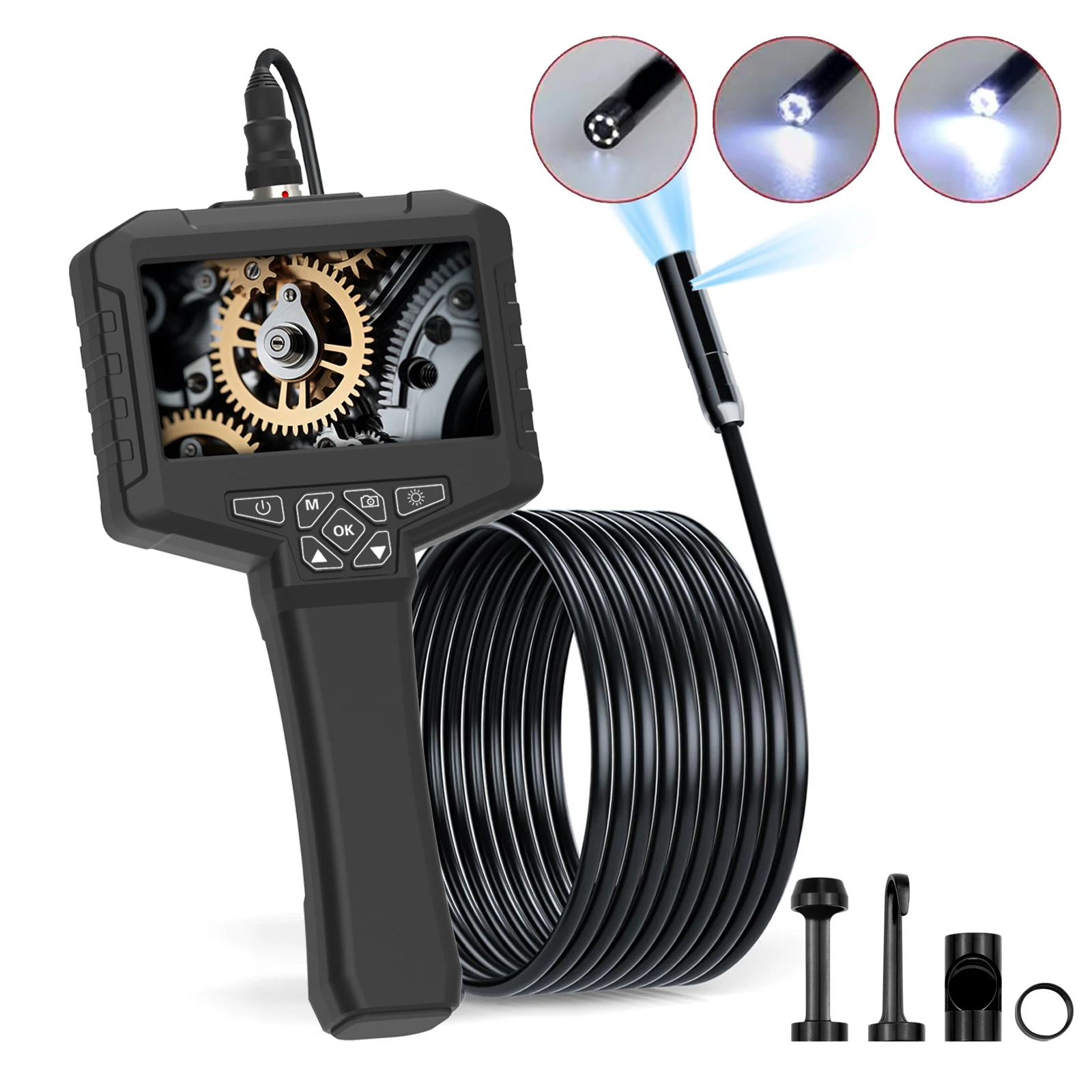 

Endoscopic camera with light, 5 "IPS screen, dual lens 7.9mm, 1080P pipe snake inspection video camera with 32GB TF card