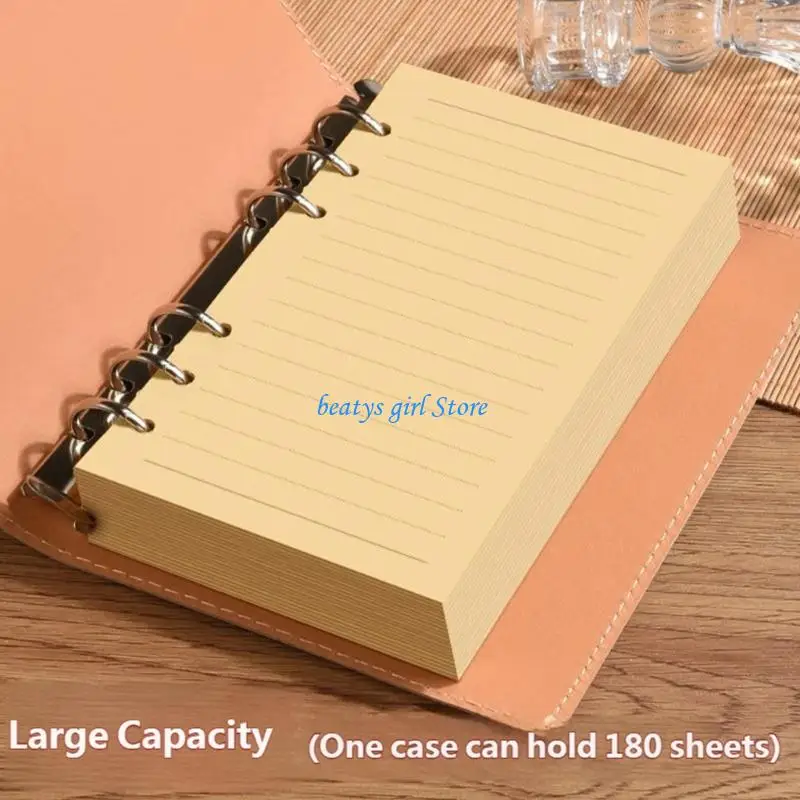 C7AB Loose Writing Journal with PU Leather Cover, Lined Paper Pages and Page Change Design for Daily Writing