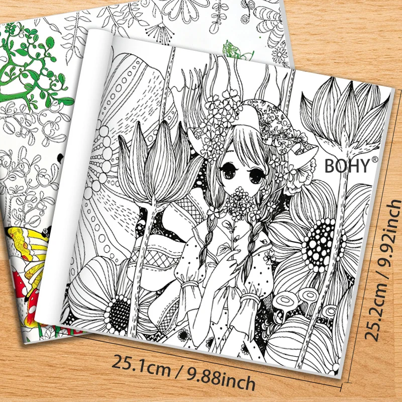 1 Large-sized Magical Dream Elf Coloring Book, with 24 Pages of Theme Drafts As Forest Fairies/fantasy Pumpkins/flowers Mandalas