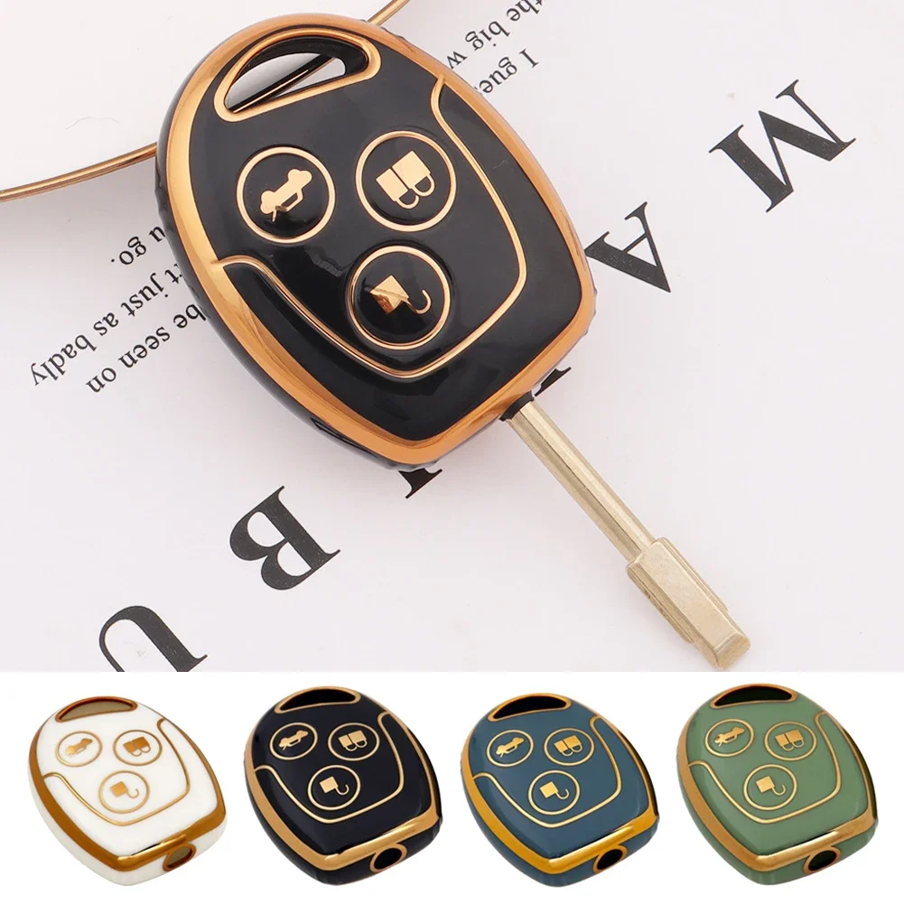 For Ford Fiesta Mk7 Mk5 Mk6 Mondeo Focus 2 Mk2 Transit Ka Fusion C-MAX S-MAX TPU Car Key Case Remote Key Cover Accessories