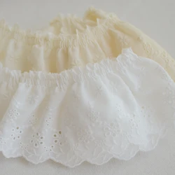 1 Meter White Ivory Cotton Embroidered Ruffled Lace Trim Children's Clothes Cloth Art Skirt Decoration Materials