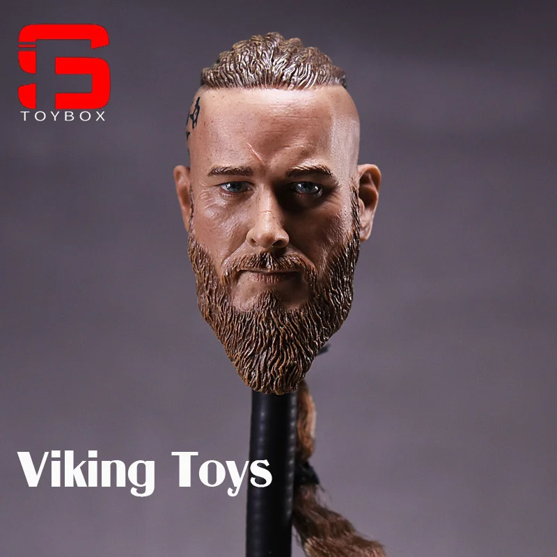 Auf Lager 1/6 Viking männliche Kopfskulptur mit Zopf Viking Militär antikes Thema Kopfschnitzmodell für 12" Actionfigur Körper