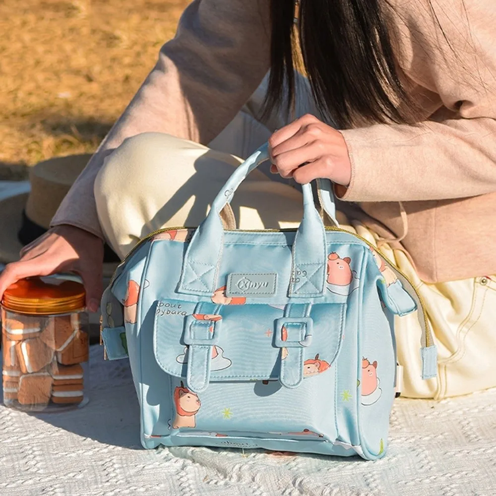 Plecak dla mamy z nadrukiem kreskówkowym, wielofunkcyjny, wytrzymały materiał, plecak podróżny, wzór dla przyszłej mamy, odporny na zużycie, torba do karmienia piersią.