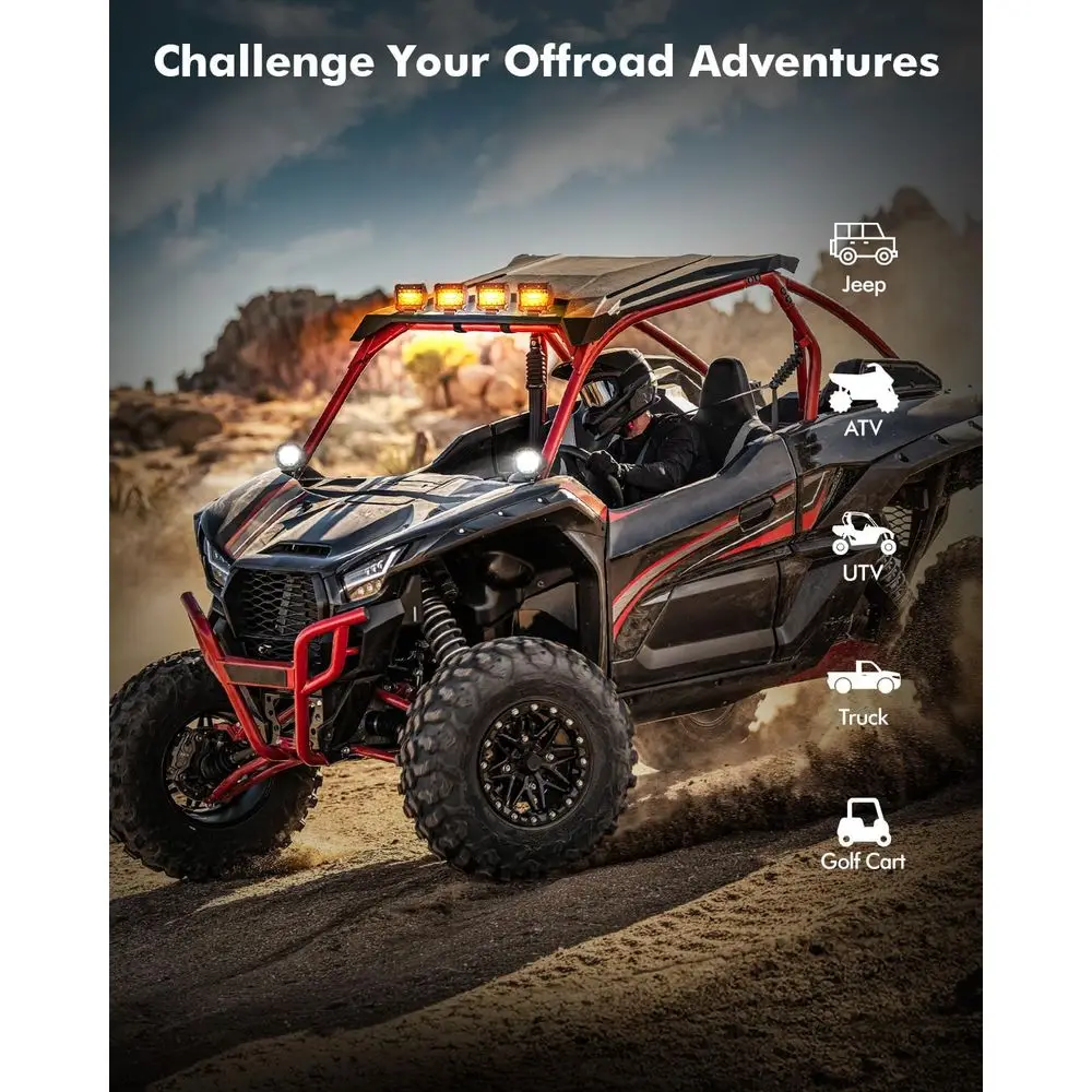 4 Barre luminose LED bicolore ambrate/bianche da 120 W con stroboscopiche, spot e raggi di inondazione per fuoristrada, coppia di supporti su montante A o paraurti