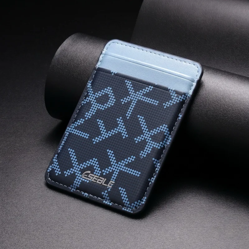 Ultradünnes PU-Leder-Portemonnaie mit zwei Kartenfächern für MagSafe, magnetischer Kartenhalter, geometrisches Buchstabenmuster, für iPhone und Samsung-Serien. – Detail 15
