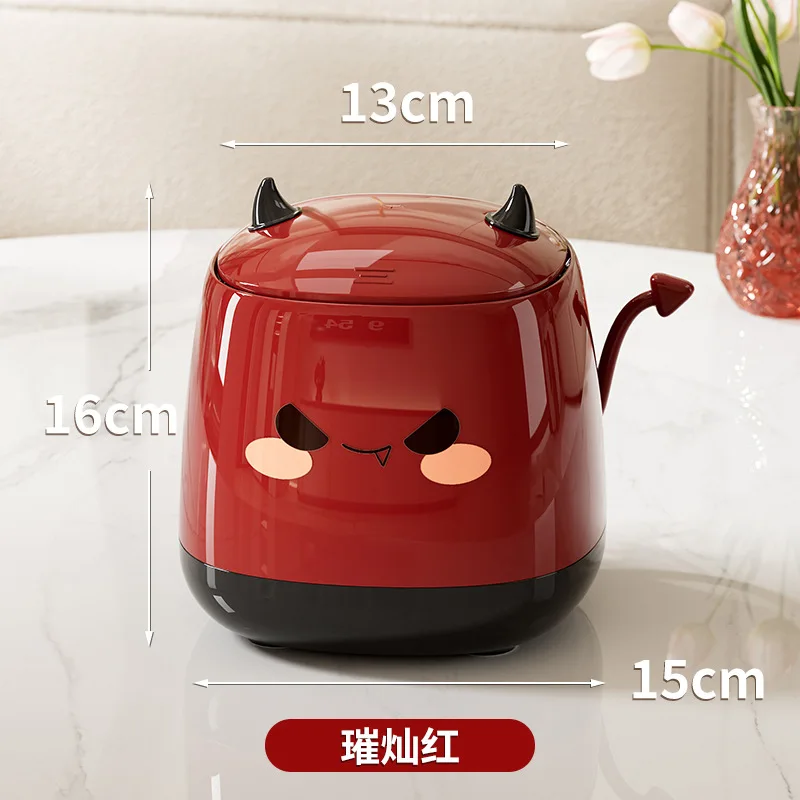 Cute Mini Devil High-Appearance Desktop Trash Can with Lid, Bedroom Office Dormitory Storage Bin view 4