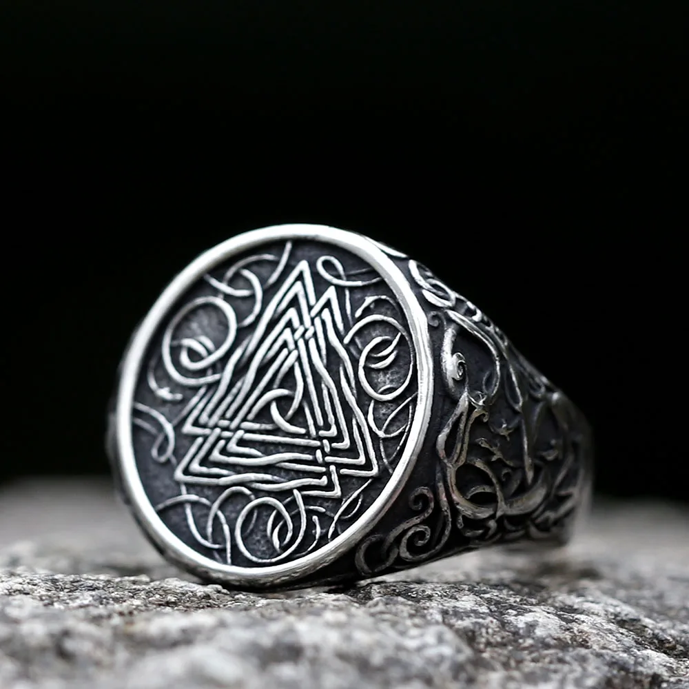 Új men's 316L Rozsdamentes Acél gyűrűk évjárat Viking valknut Porond Odin Bájolás  Amulett ékszer számára Adomány szabadon szállítás