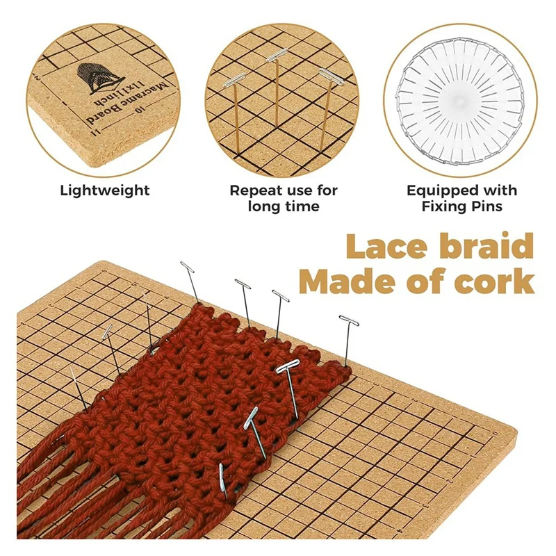 ABVA-Macrame Board And Pins, 12X12 In Macrame Project Board, Macrame Craft Board For Braiding Bracelet Scarves Craft