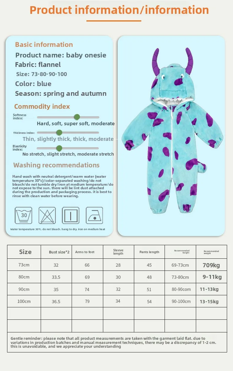 Neuer Frühlings- und Herbst-Flanell-Strampler für Neugeborene, Baby-Langarm-Warm-Pyjama, weicher Kinder- und Kleinkind-Strampler, lässige Loungewear für Kinder und Kleinkinder – Detail 1