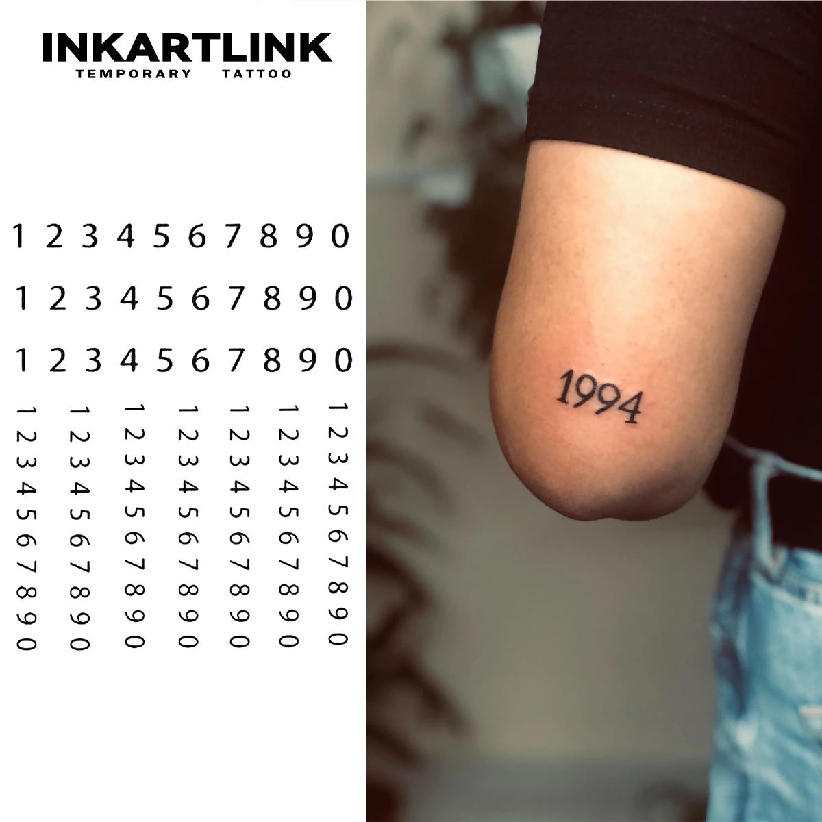 Number Temporary Tattoo,Lasts To 15 Days New Technology Magic Waterproof Semi Permanent Sticker.