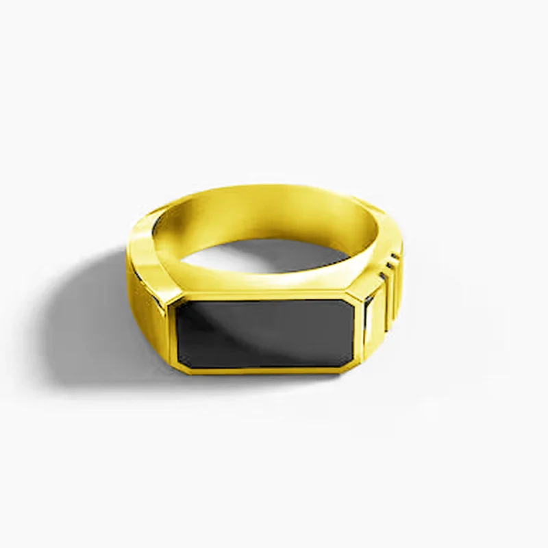 Men's Ring Drip Oil Electroplated Gold and Silver Ring Men's Trendy Hip Hop Square Ring Aggressive Personality Retro Men's Ring