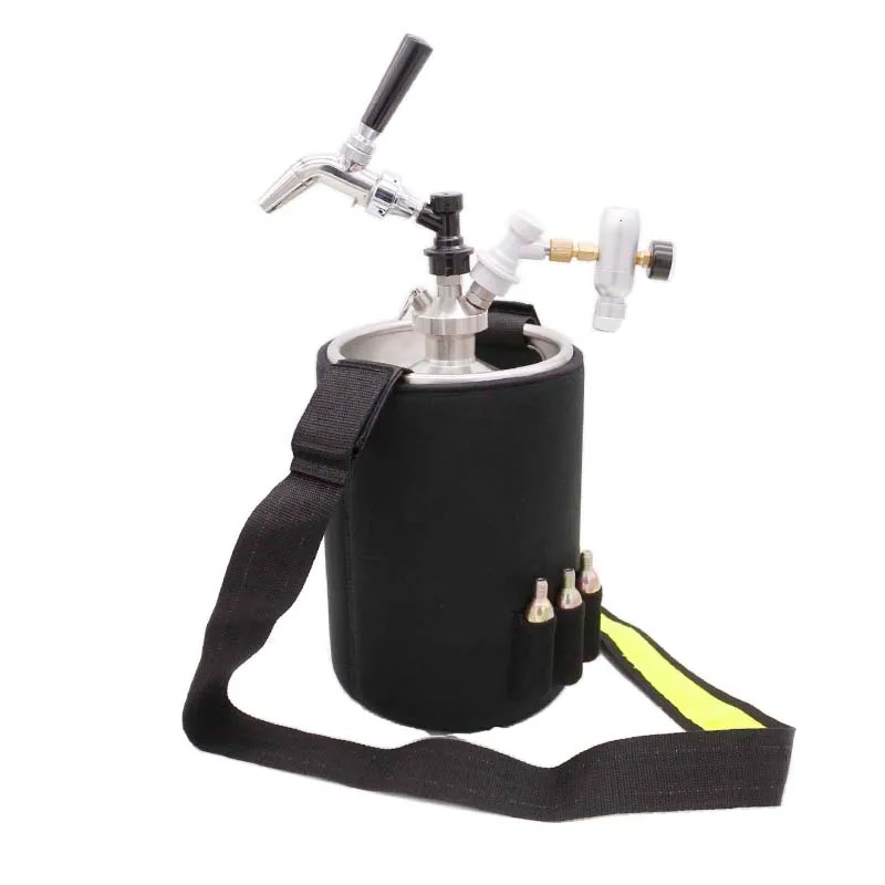 Homebrew Mini Keg Insulated Jacket with Shoulder Belt 2/4/5/10L Comes with co2 bulb pockets 8mm Neoprene Portable Barrel Glove