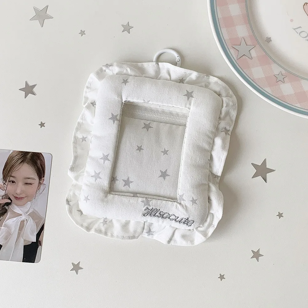 Lace Pillow Photocard Holder Hanging 3 Inch Card Protective Case Display Protector with Keychain Photo Card Frame for Idol Cards