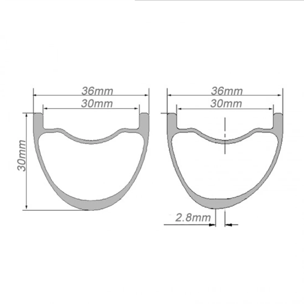 

Superlight 27.5er / 29er Carbon 36x30mm Inner Width 30mm Tubeless Hookless Symetric / Asymetric MTB Carbon Rim for XC