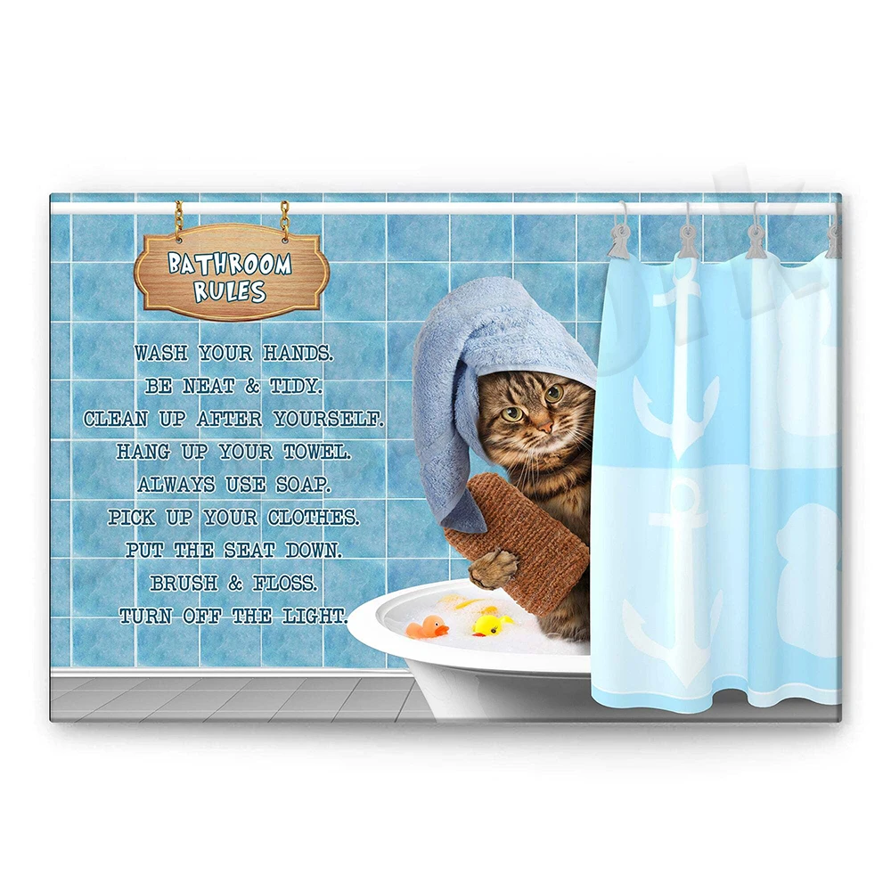 كورجي، ويست هايلاند وايت جحر، مطبوعات القطط، ملصقات قواعد الحمام المضحكة، هدايا لمحبي الكلاب #3