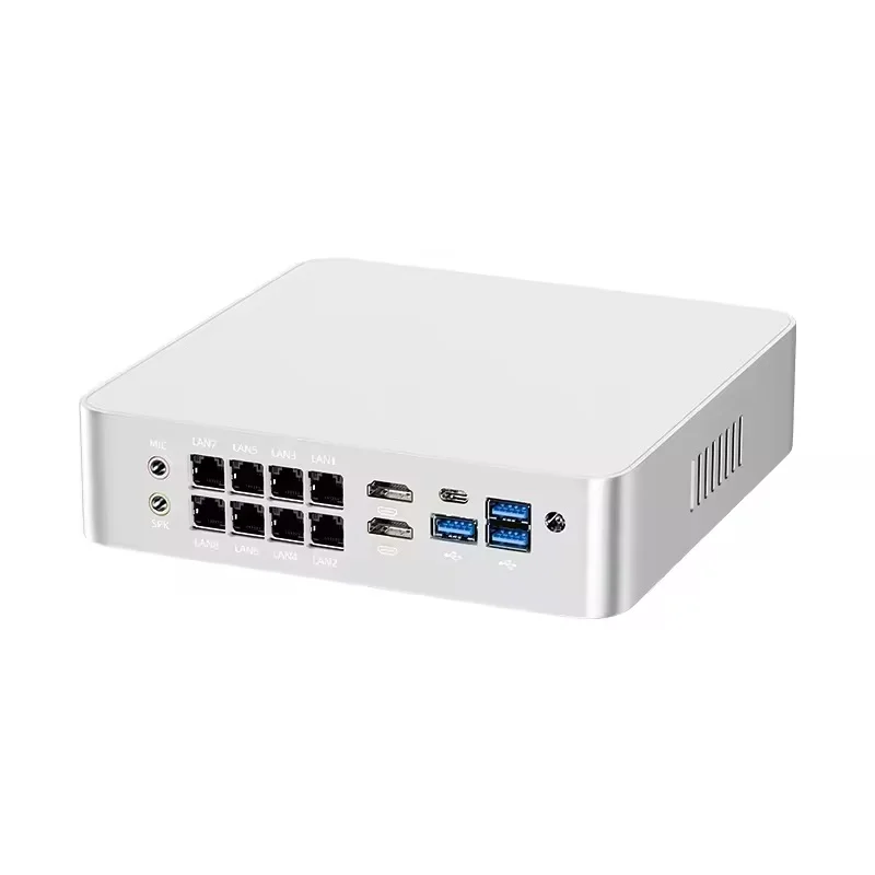 Helorpc 산업용 미니 PC(I7-8705G 지원 포함) Linux Pfsense 데스크탑 컴퓨터(8xI226V LAN, 2xHDMI2.0, 3xUSB3.0, 1xTYPE-C 포함)
