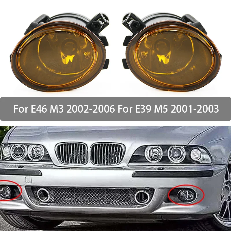 

Pair Left&Right Fog Lamp Assembly Yellow For E46 M3 2002-2006 Front Bumper Fog Lamp For E39 M5 2001-2003 63177894017 63177894018