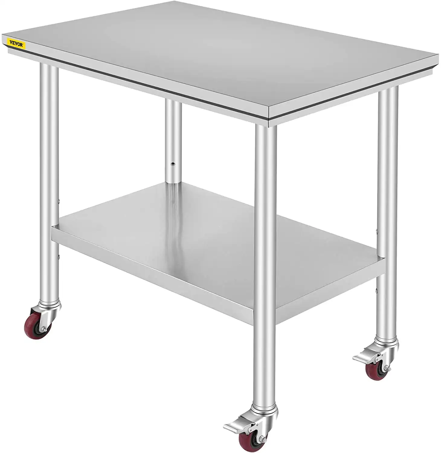 

Stainless Steel Work Table 36 x 24 inch with 4 Wheels Commercial Food Prep Worktable with Casters Heavy Duty Work Table for