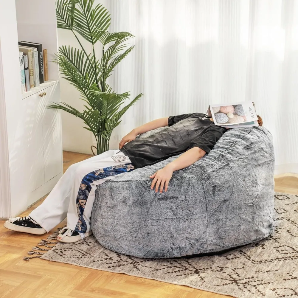 

Bean Bag Chair, Oval Bean Bag Sofa Filler, Velvet Memory Foam Bag, Giant Fluffy Lazy Sofa, Imperial Lounger Bean Bag Chair