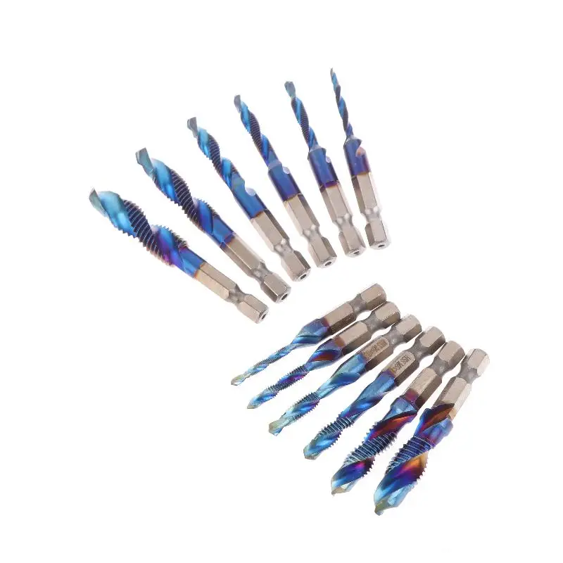 M3 M4 M5 M6 M8 M10 Hand Tools Hex Shank Titanium Plated HSS Screw Thread Metric Tap Drill Bits Screw Machine Compound Tap