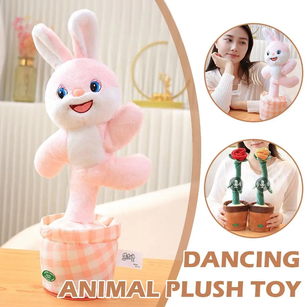 Talking Dancing Bunny Plush Toy Repeat What You Say Singing Wiggling Rabbit Doll For Baby Children Birthday Gift
