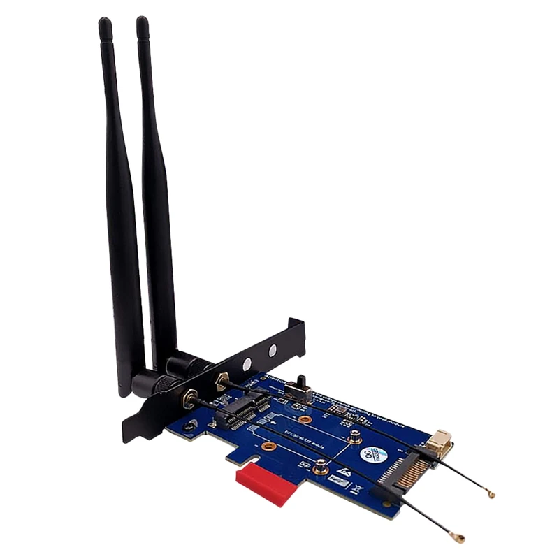 

2 Antenna Mini PCI-E PCI Express To PCI-E 1X Adapter With SIM Card Slot For Wifi And 3G/4G/LTE Card