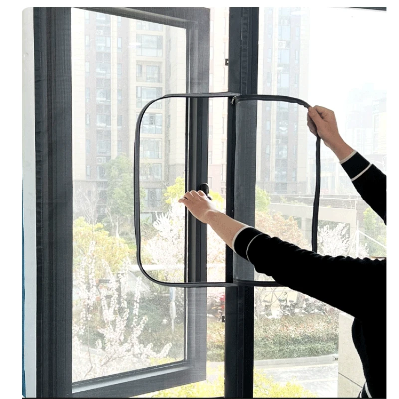 Customizable household mosquito screen, window mesh, self installed simple sliding curtain, window screen, black new style