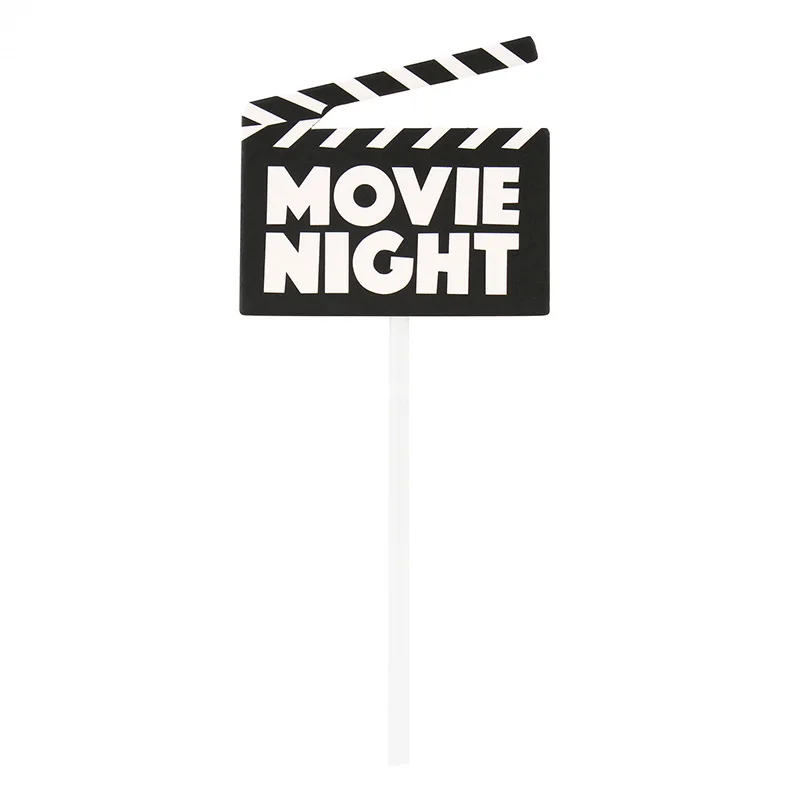 Party Cupcake Topper Film Nacht Paries Geburtstag Film Thema Party Popcorn Kino Ticket Lampe Licht Kamera Kuchen Dekoration – Detail 2