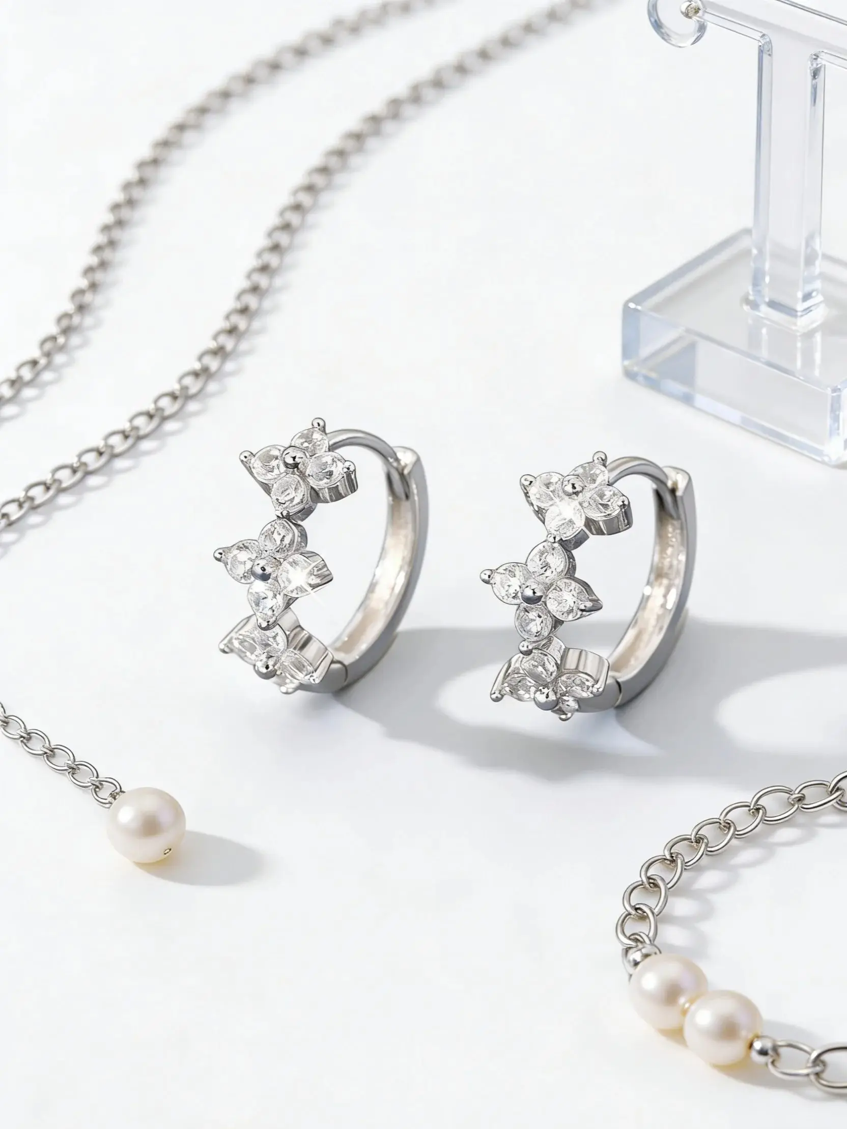 

OBEAR 925 Sterling Silver Clover Earrings - Zircon Inlaid, Elegant Temperament Jewelry, Perfect Holiday Birthday Gift