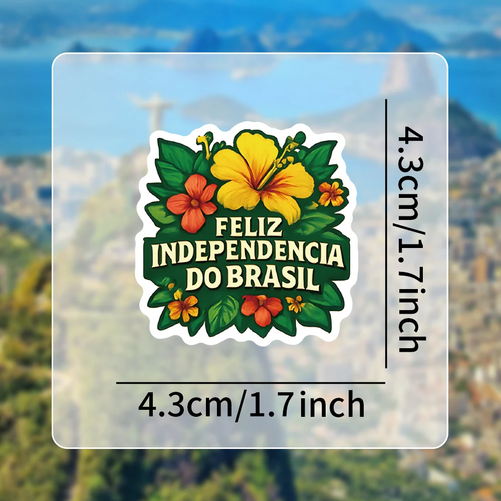 54 قطعة من ملصقات الفينيل الثقافية الملونة للليوم الوطني في البرازيل، ملصقات الكمبيوتر المحمول والمجلة، ديكور احتفالي للفخر بنفسك