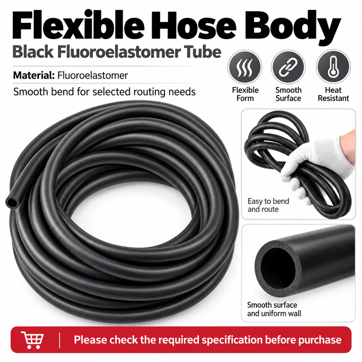1M NBR Black Rubber Hose ID 2mm ~ 32mm High Temp Oil Resistant Fuel Delivery Flexible Fuel Line Tubing for Oil Tank