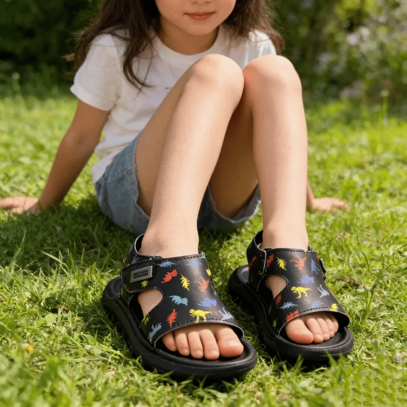 Girls Casual Sandals Open Toes Soft Bottom Kids Sandals Hook&loop Versatile 2026 Summer New Children Beach Shoes Non-slip